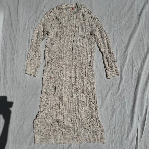 Anthropologie Pilcro Pointelle Duster Cardigan Speckled, Cable Knit - Picture 2 of 5